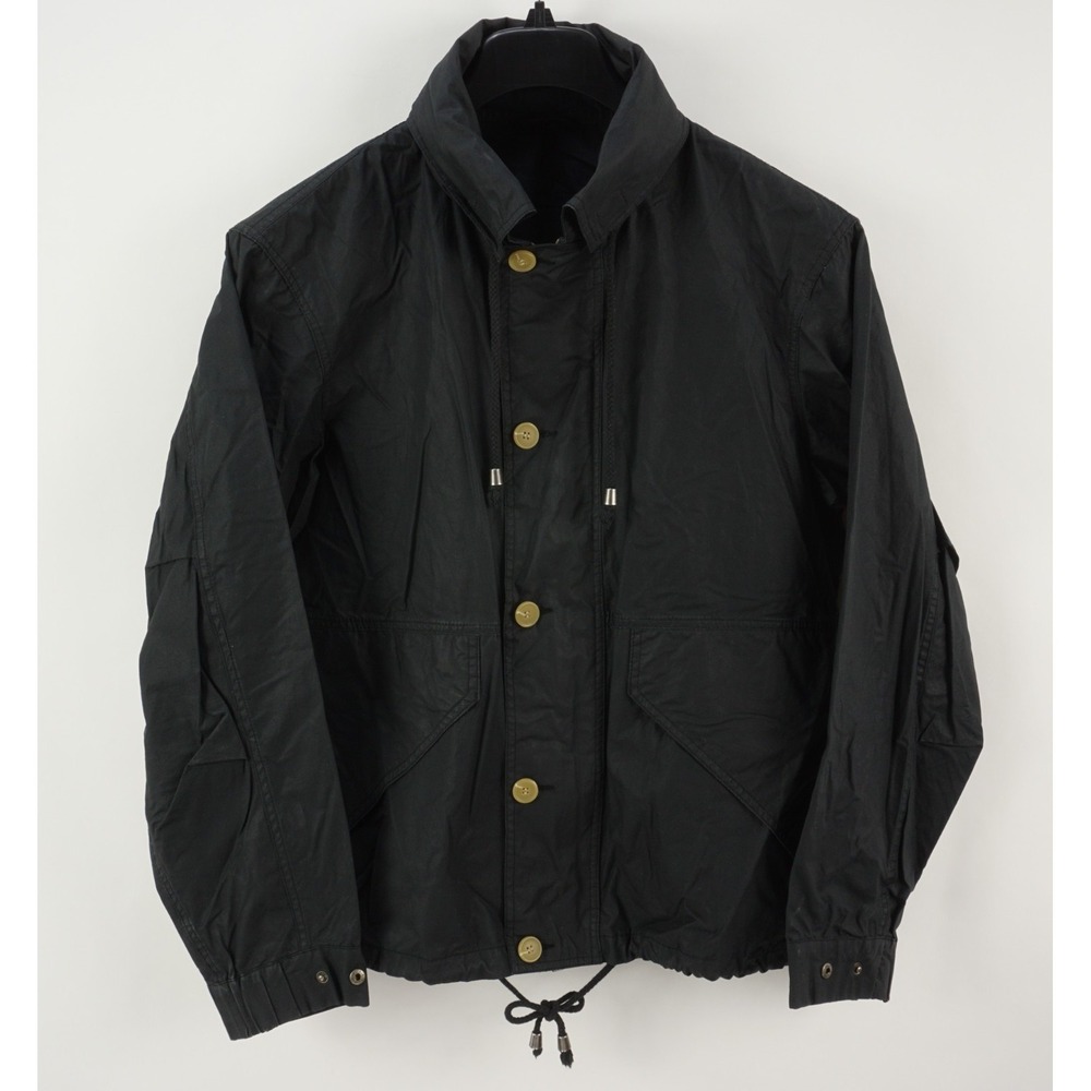 Filippa K Men's Medium Black Woven Cotton Coated Water Resistant Chore Jacket
